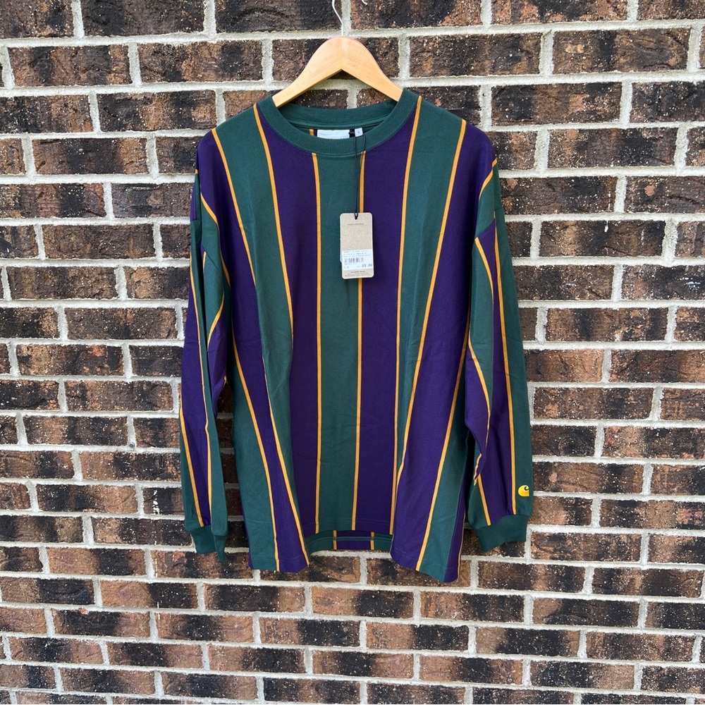 Carhartt WIP - Striped Long Sleeve Shirt in Green, Purple, and Yellow